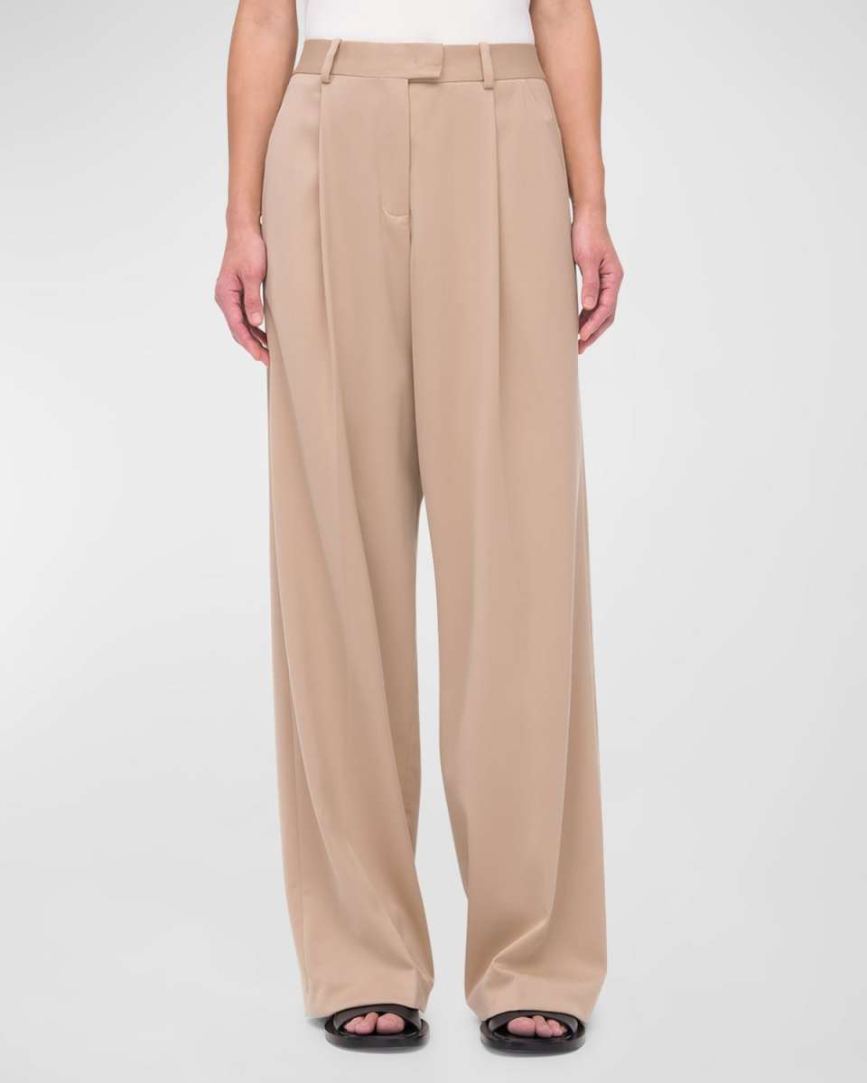 Pleated Relaxed Wide-Leg Pants